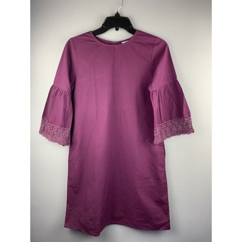 KOOVS purple shift dress Womens‎ crochet sleeves pockets Oversized